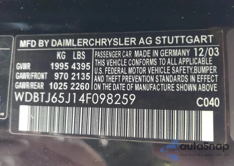 2004 Mercedes-Benz Clk 320 z USA, uszkodzony, nr VIN WDBTJ65J14F098259